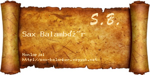 Sax Balambér névjegykártya